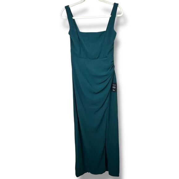 Lulus NWT Glamorous Disposition Emerald Green Square Neckline Ruched Maxi Dress - Picture 3 of 10